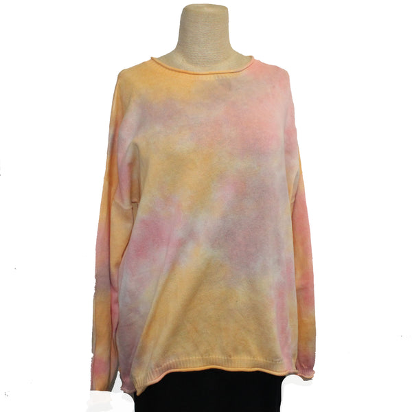 Iridium Sweater, Hand Painted, Apricot/Peach, M/L