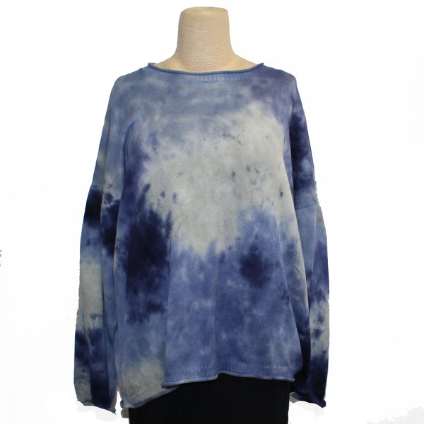 Iridium Sweater, Hand Painted, Denim/White, M/L