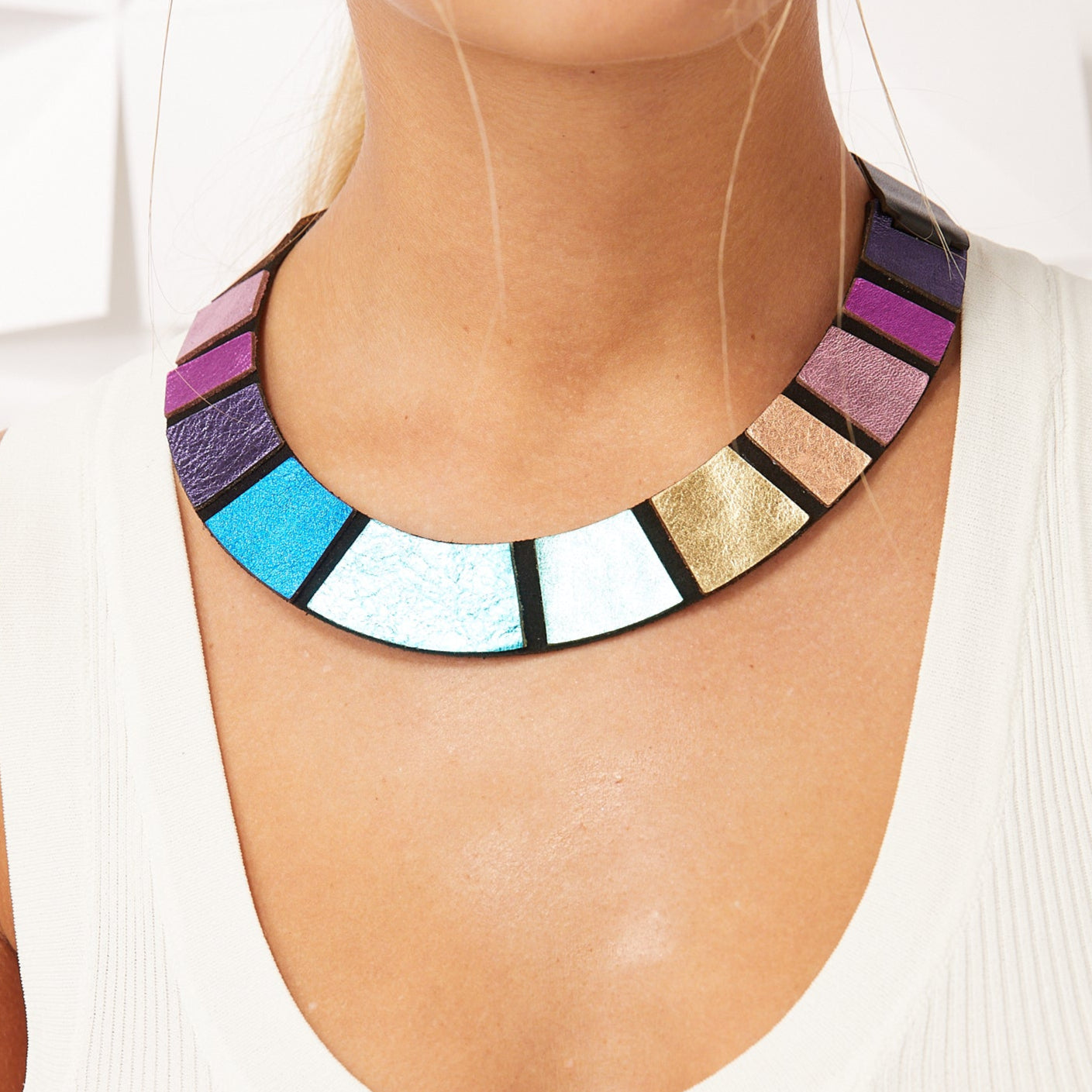 Iskin Sisters Necklace, Rainbow, Piano Notes, Multi-Color