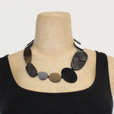 Iskin Sisters Necklace, Silver/Black/Gold/texture