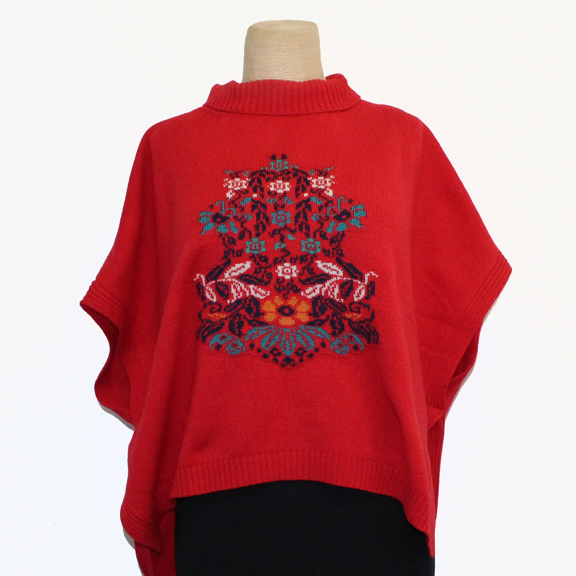 IVKO Pullover, Elbow Length, Intarsia, Red, OS