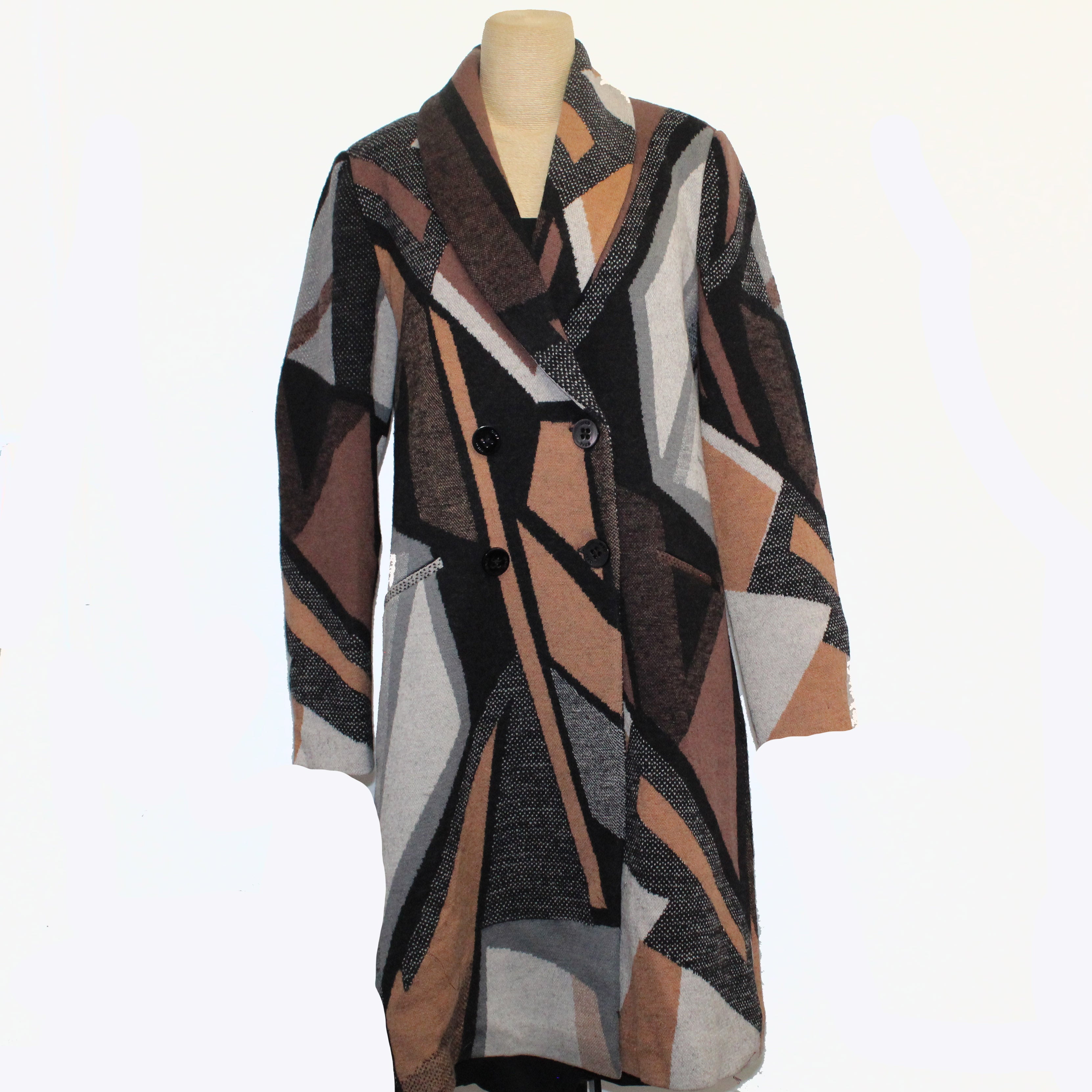 IVKO Coat, Abstract Pattern, Brown/Gold/Grey/Black/White S, M & L
