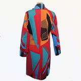 IVKO Coat, Abstract Pattern, Multi-Color Brights XS & M