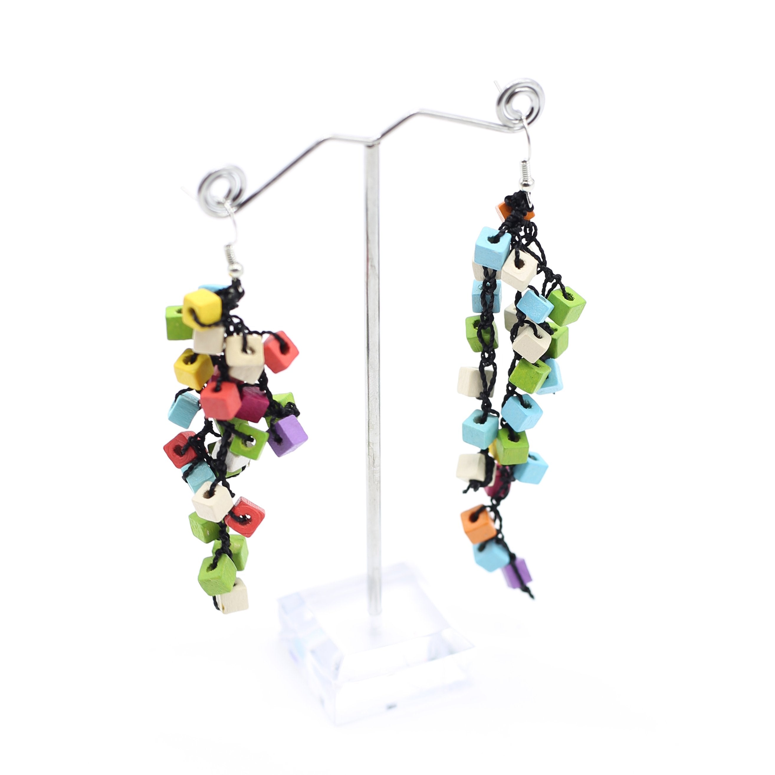 Jianhui London Earrings, Cubes, Summer Multi