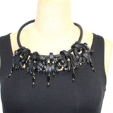 Klamir Necklace, Black/Black Murano Beads