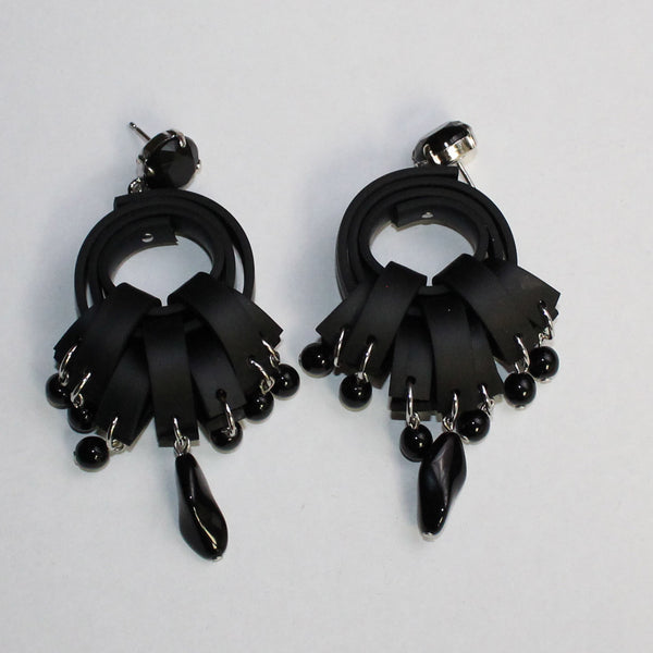 Klamir Earrings, Dangle, Black/Black Murano Beads