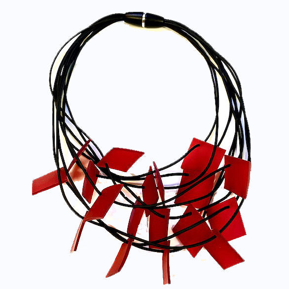 Lydia Bremer Necklace, Squares, Red