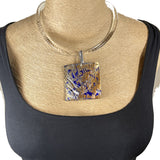 Laurent Guillot Necklace With Pendant, Lucite, Blue/Gold