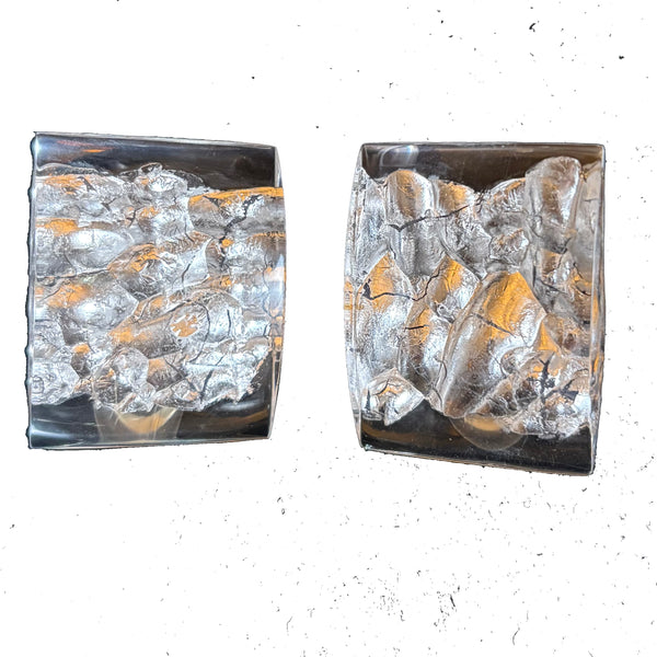 Laurent Guillot Earrings, Clip, Rectangular, Silver