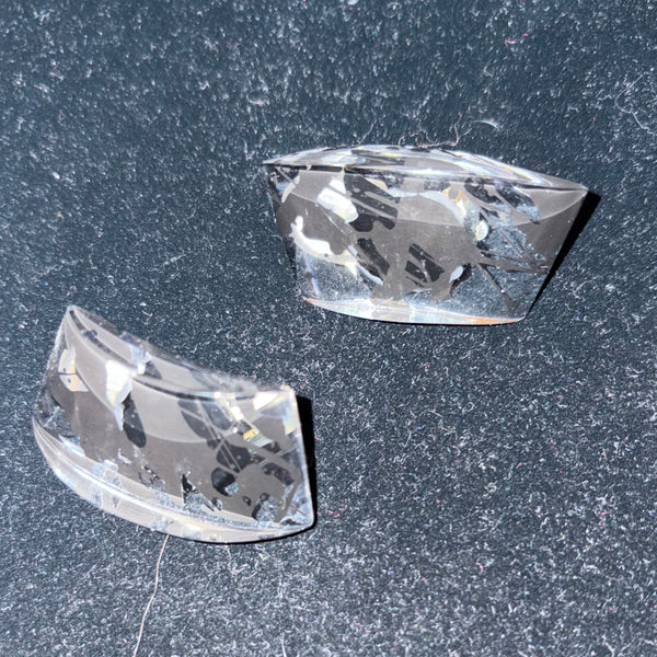 Laurent Guillot Earrings, Clip, Lucite, Clear/Black