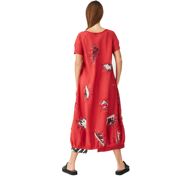 Mara Gibbucci Dress, Artistic Print, Red/White Prints S & M