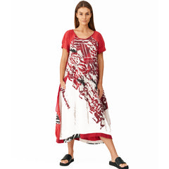 Mara Gibbucci Dress, Artistic Print, Red/White Prints S & M