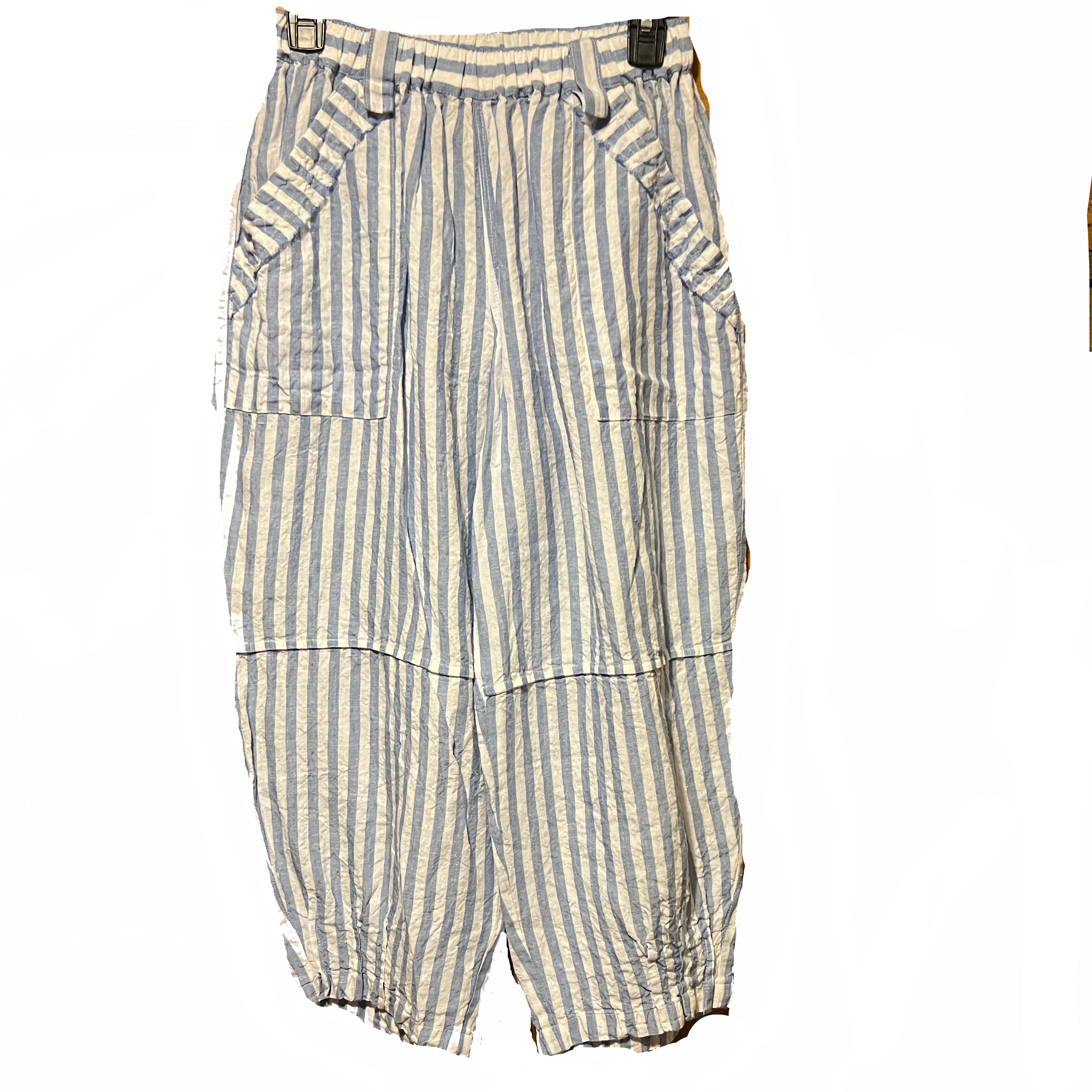 Mara Gibbucci Pants, Blue Stripes, Blue/White S/M