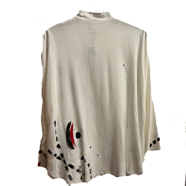 M Square Shirt, Circular Hand-Painted, Tracks 2, Black/White OS