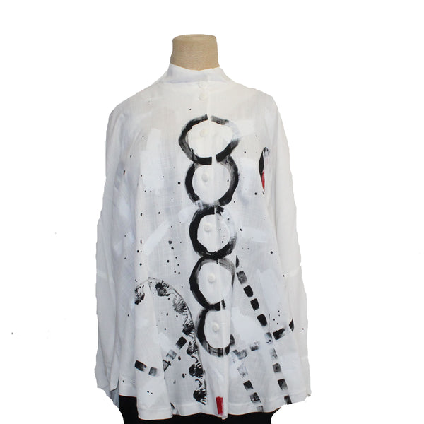 M Square Shirt, Circular Hand-Painted, Tracks 1, Black/White OS