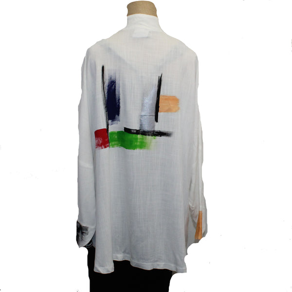 M Square Shirt, Circular Hand-Painted, Elements 1, Primary Colors/White OS