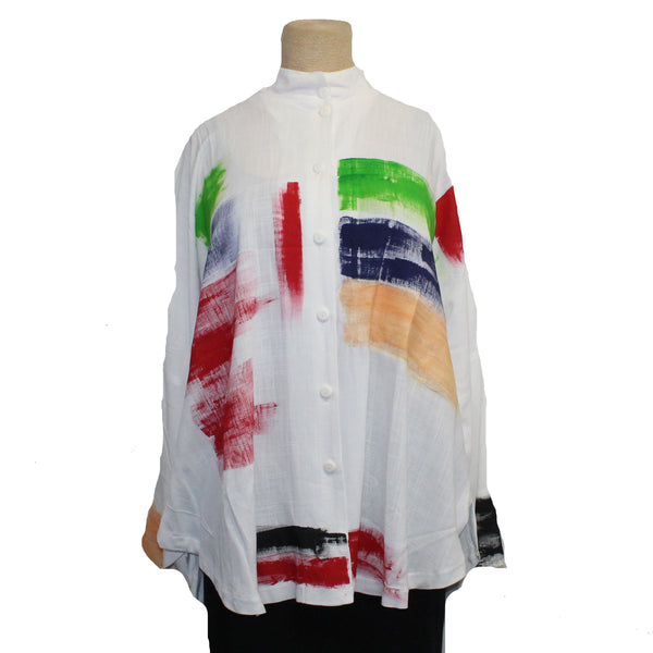 M Square Shirt, Circular Hand-Painted, Elements 1, Primary Colors/White OS