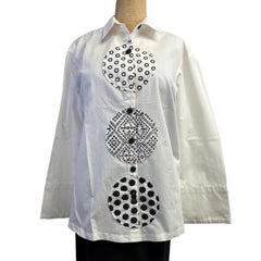 M Square Shirt, Point, White/Black XS & XL
