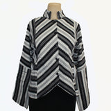 M Square Shirt, Big Pocket, Ikat Stripe, Black/White/Grey M/L & L/XL