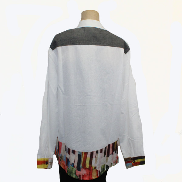 M Square Shirt, Proper, Patch, White/Grey/Tangerine M/L & L/XL