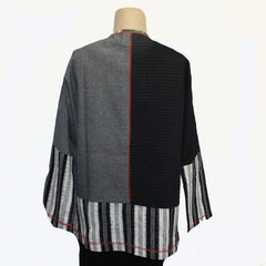 M Square Pullover, Patchwork, Black/Grey/Multi-Color L