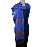 Muffy Young Scarf, Blocks and Echo-Vibrant, Blue
