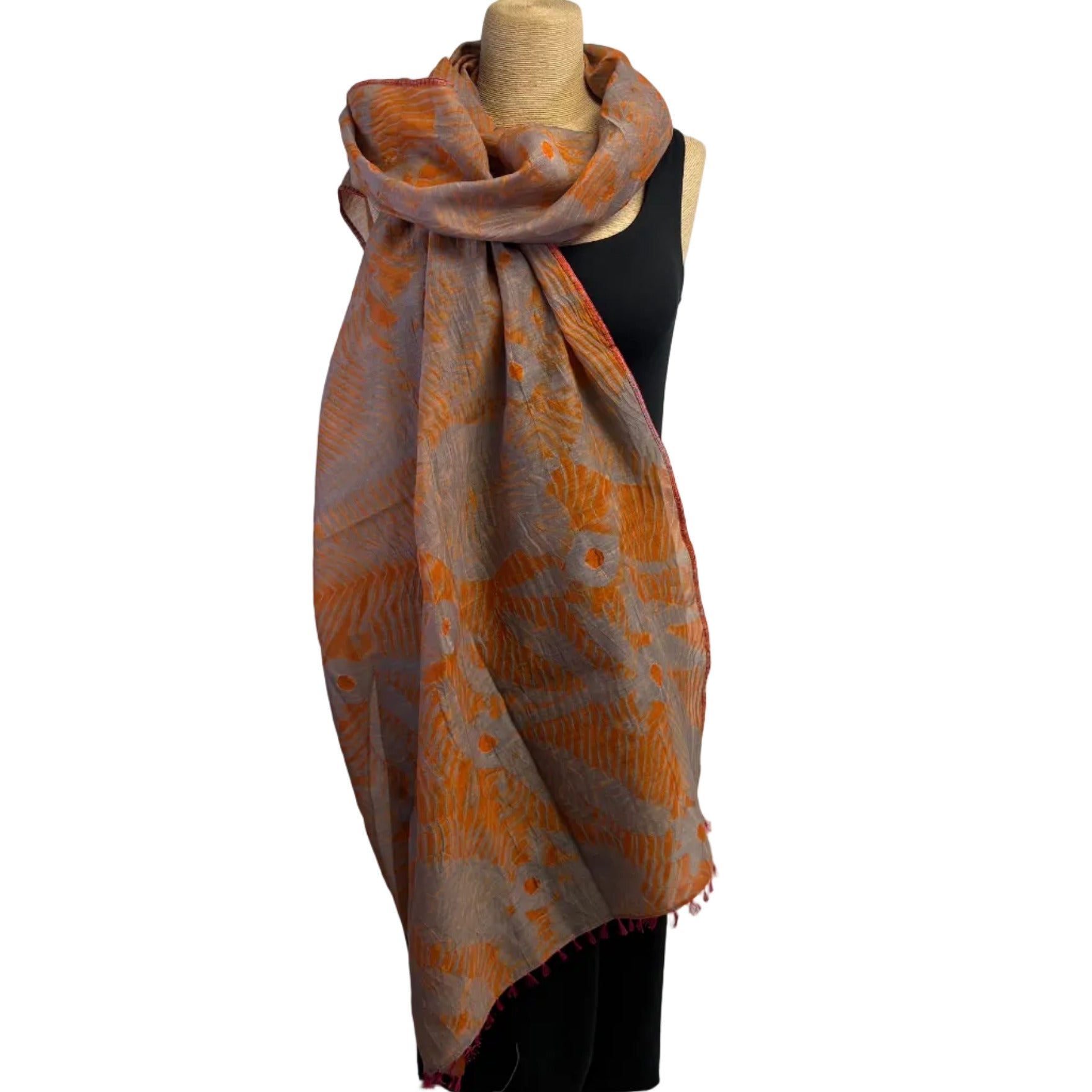 Neeru Kumar Scarf/Shawl, Grey/Orange