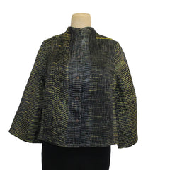 Neeru Kumar Jacket, Short, Shibori Silk, Black/Yellow, XS & M