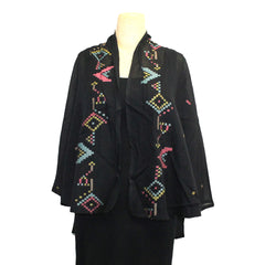 Neeru Kumar Jacket, Short, Black With Jamdani Multi-Color Designs, XS, S, M & XL