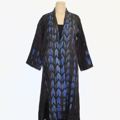 Neeru Kumar Long Jacket, Shibori Silk, Blue/Black, S