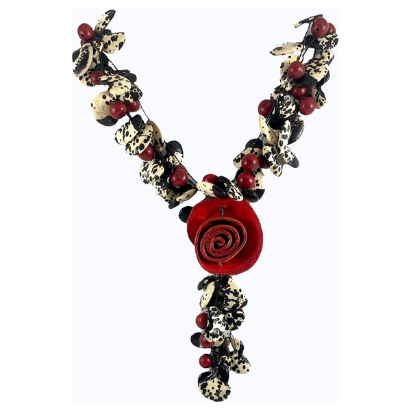 Lula Castillo Necklace, Lima Beans, Red Rose – Santa Fe Weaving Gallery
