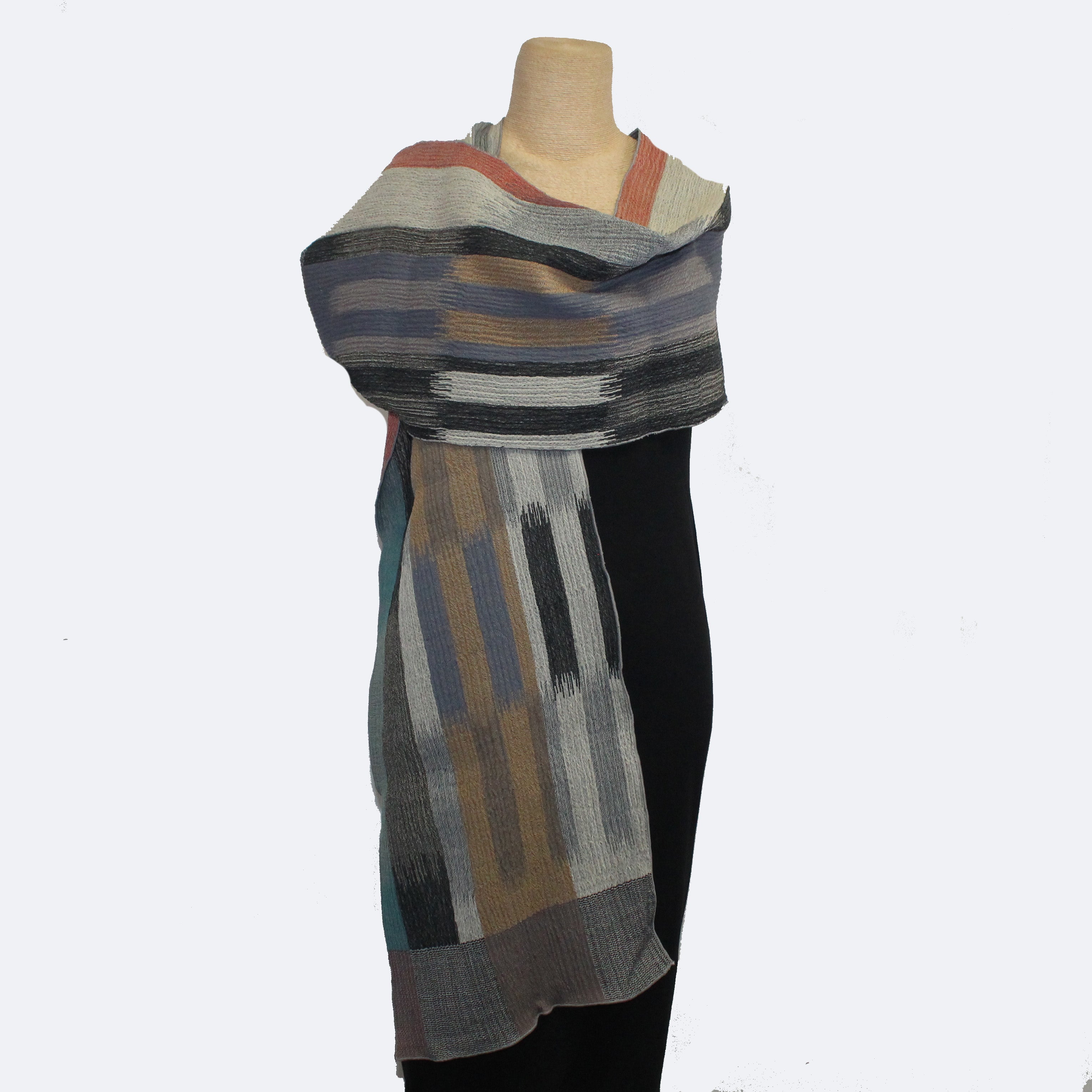 Nuno Shawl, Jacquard Kasuri, Multi â Santa Fe Weaving Gallery