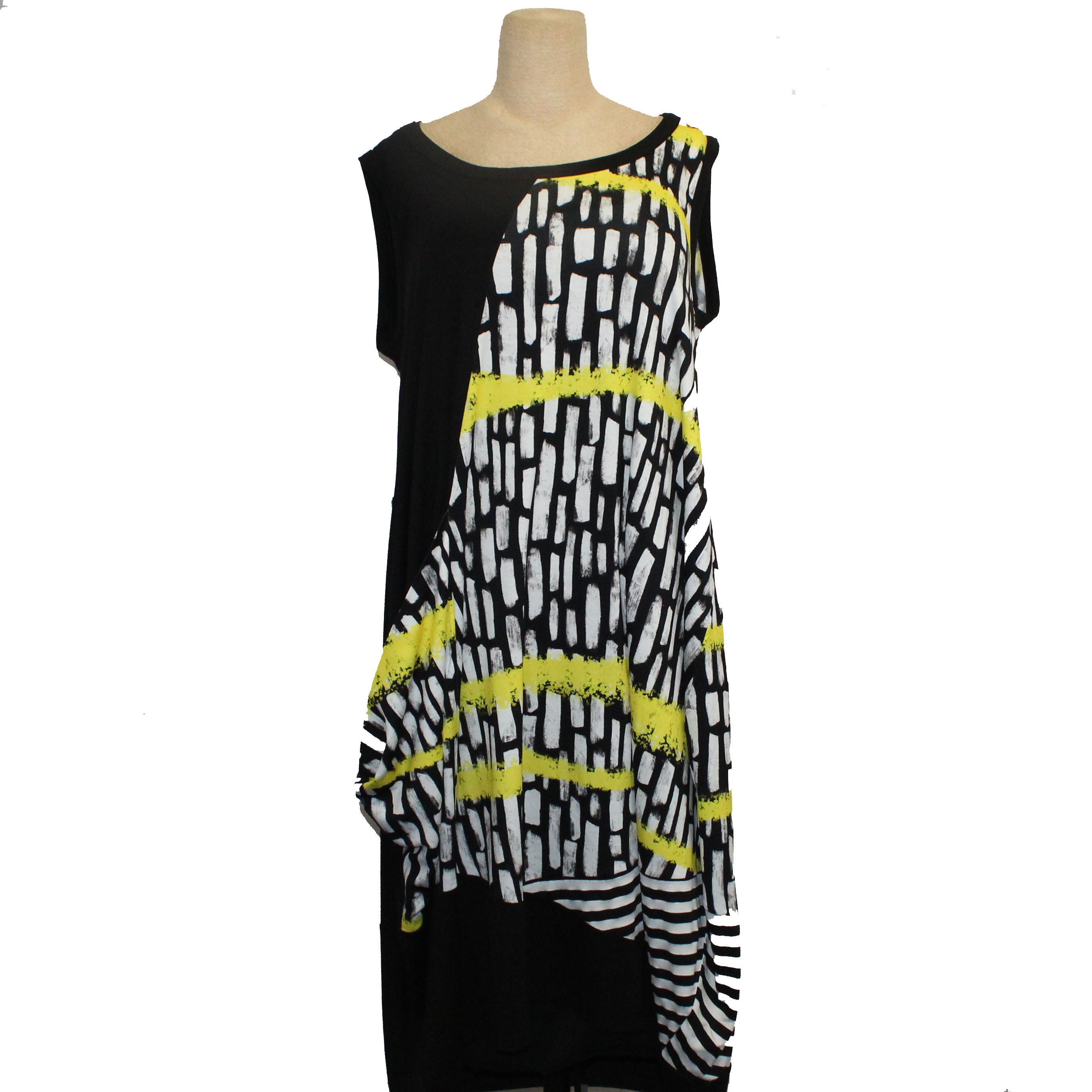 Ozai N Ku Dress, Black/Yellow/White S/M Santa Fe Weaving Gallery Ozai N Ku Dress, Black/Yellow/White S/M Santa Fe Weaving Gallery