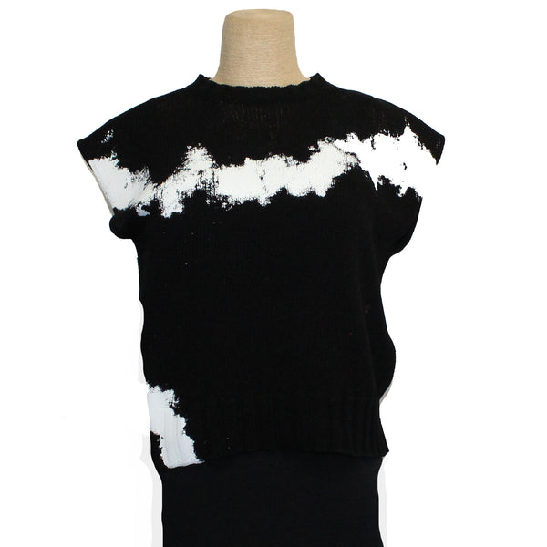 Pier Antonio Gaspari Sweater, Painted Design, Black/White XS