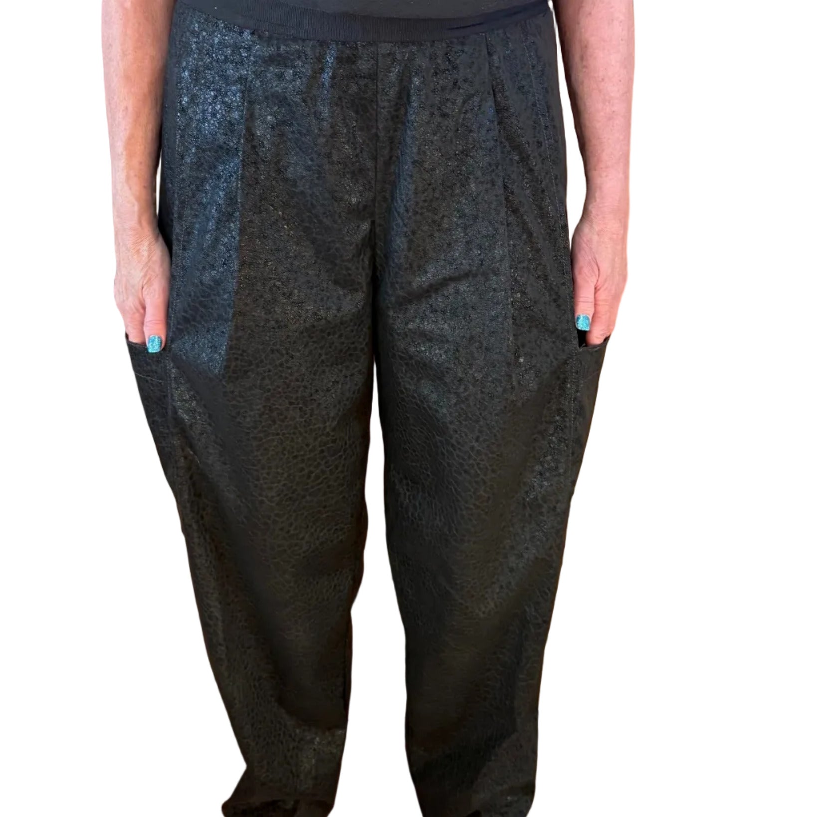 Pier Antonio Gaspari Leather-like Pants, Cargo, Black S