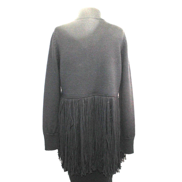 Pier Antonio Gaspari Cardigan, Long, Fringe, Black XS & S/M