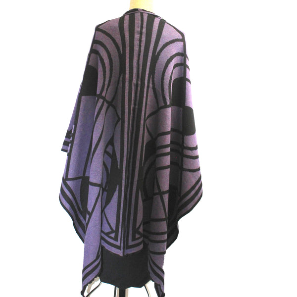 Sharon London Cape, Mid Century, Purple/Black/Charcoal