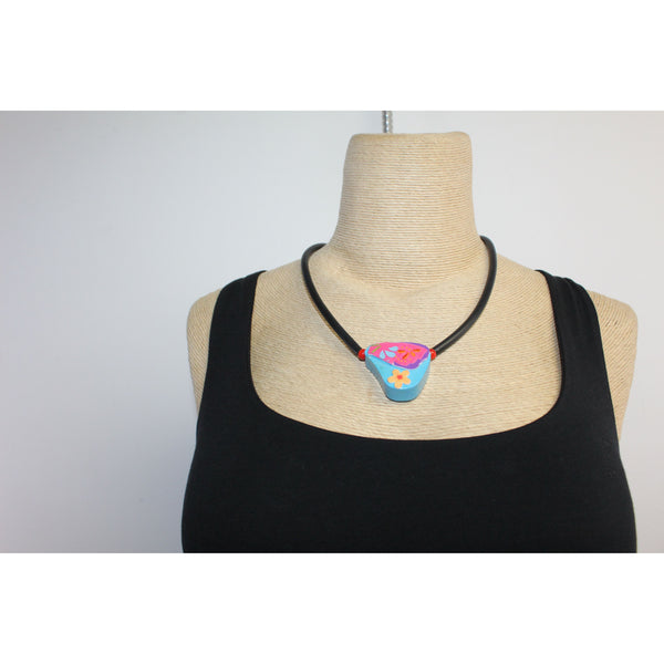 Theresa Killgore Necklace, Abstract Shapes, Blue/Pink