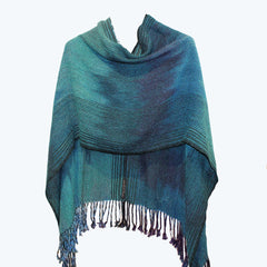 Vickie Vipperman Poncho, Turquoise/Blue/Metallic, OS