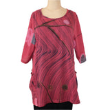 Yaza Tunic, Brushed Petals, Raspberry/Black M/L