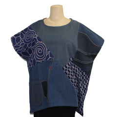 Yaza Pullover, Patches, Batik, Blue/Navy, OS Fits Sizes 8-14