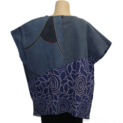 Yaza Pullover, Patches, Batik, Blue/Navy, OS Fits Sizes 8-14