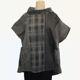 Yaza Pullover, Cowl, Grey/Black Stripe XL