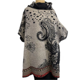 Yaza Topper, Paisley, Reversible, Black/Taupe, Fits M-XL