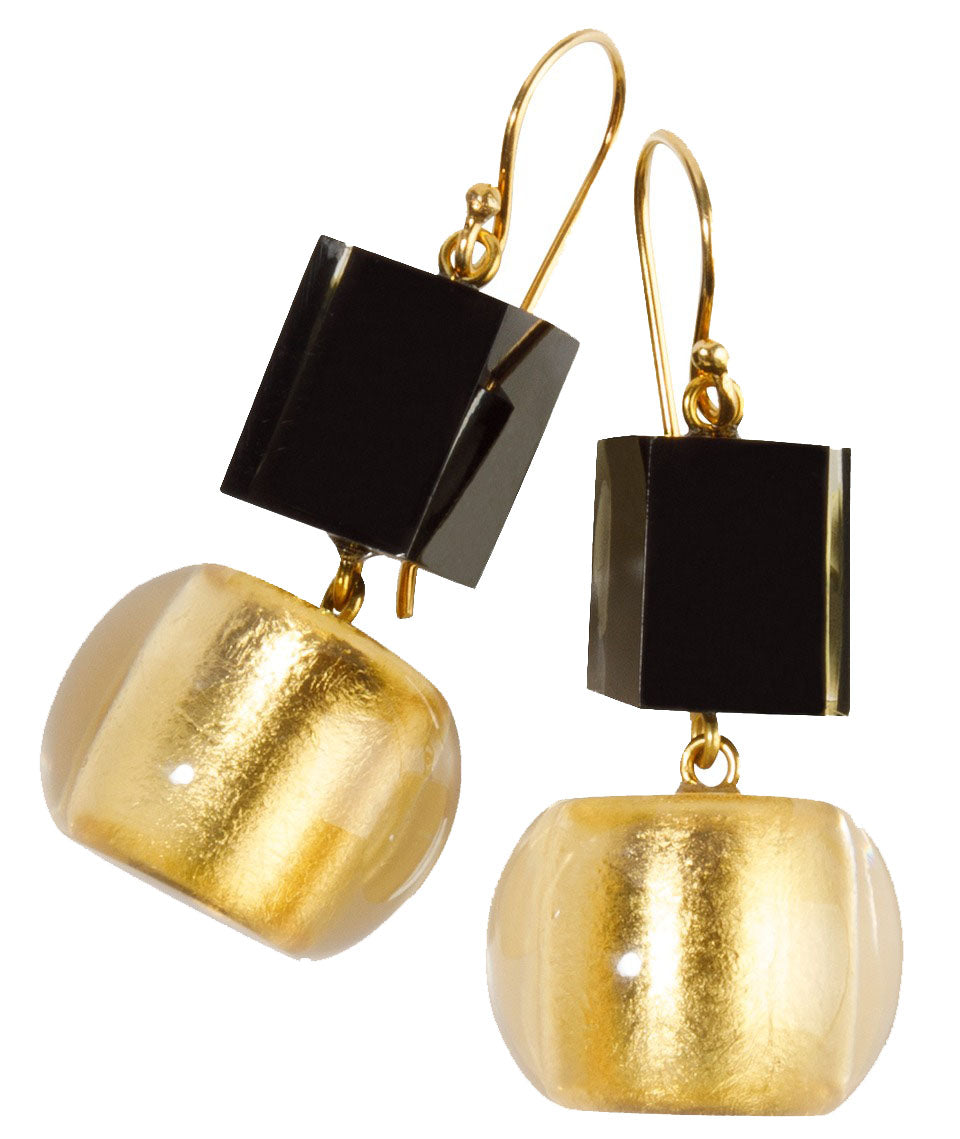 Zsiska Earrings, Precious, Goldleaf/Black