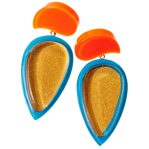 Zsiska Earrings, Mira, Turquoise/Red/Tan