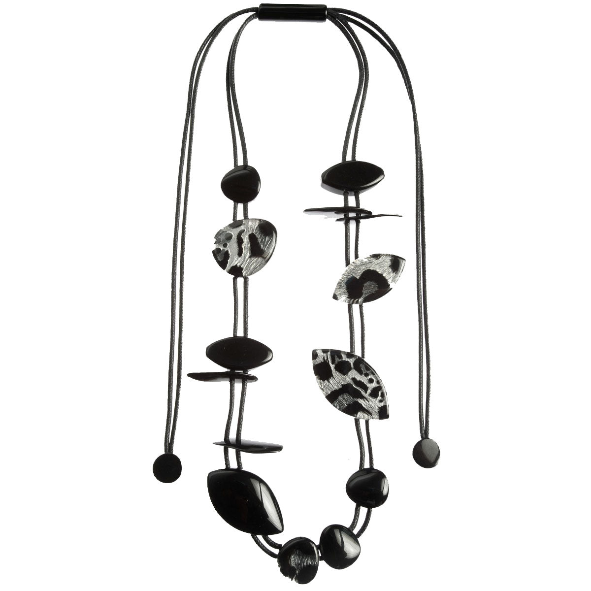 Zsiska Necklace, Ashanti, Silver & Black/Black