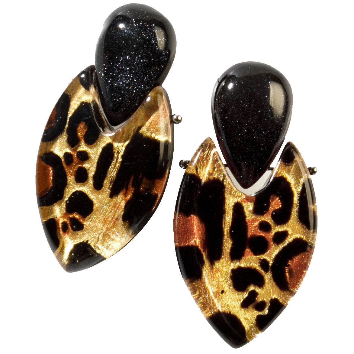 Zsiska Earrings, Ashanti, Gold & Black/Black