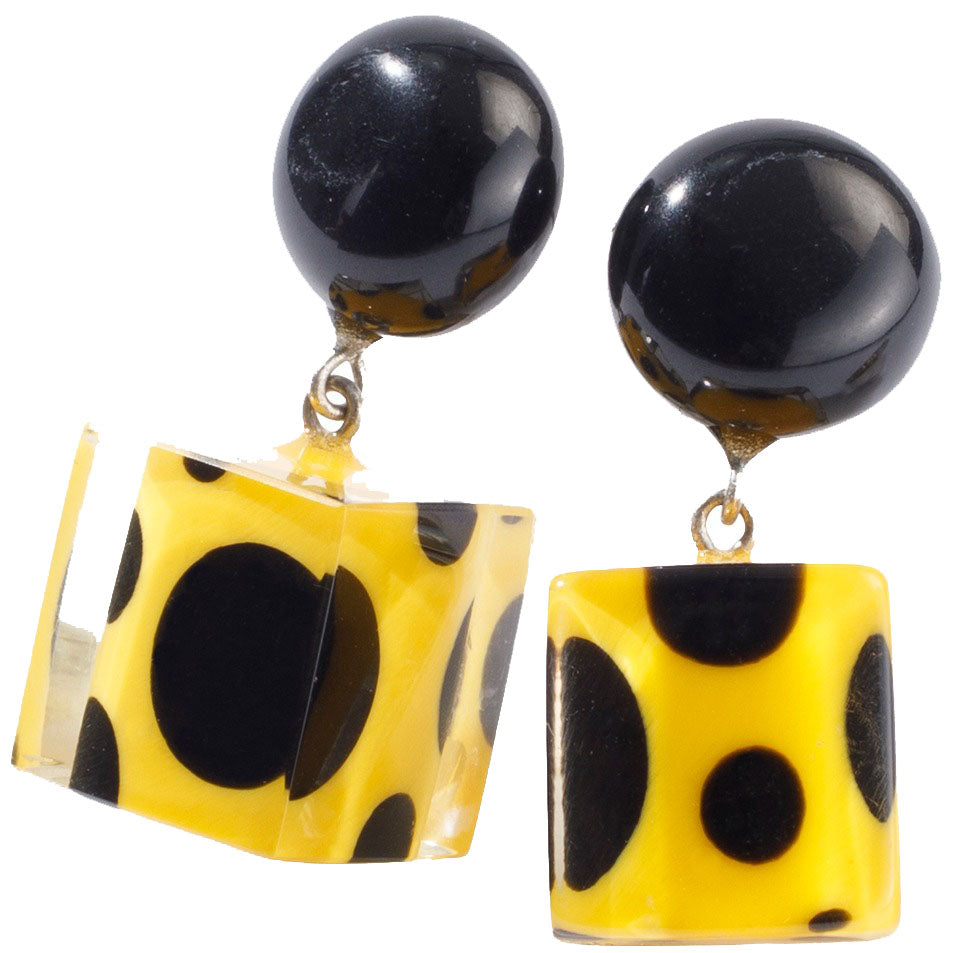 Zsiska Earrings, Itsy Bitsy, Yellow & Black/Black