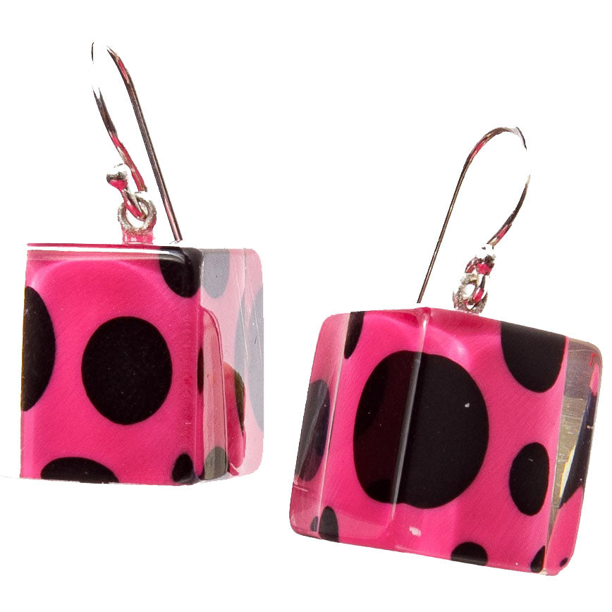 Zsiska Earrings, Itsy Bitsy, Pink & Black/Black